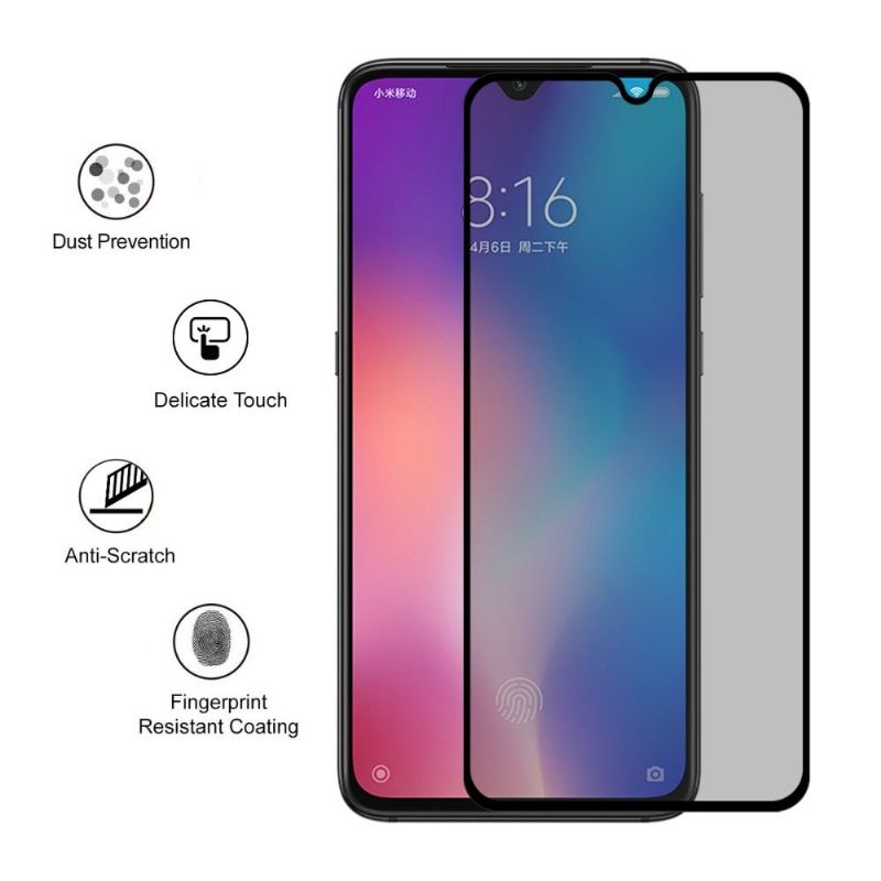 Mobilcover Xiaomi Mi 9 - Hærdet Glas Og Privatlivsfilter