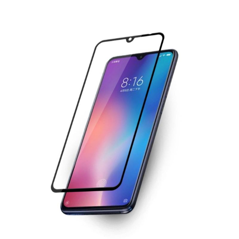Xiaomi Mi 9 - Fuld Størrelse Hærdet Glas Skærmbeskytter - Sort
