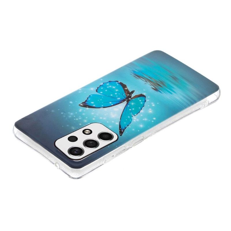 Cover Samsung Galaxy A33 5G Anti-fald Lysende Blå Sommerfugl
