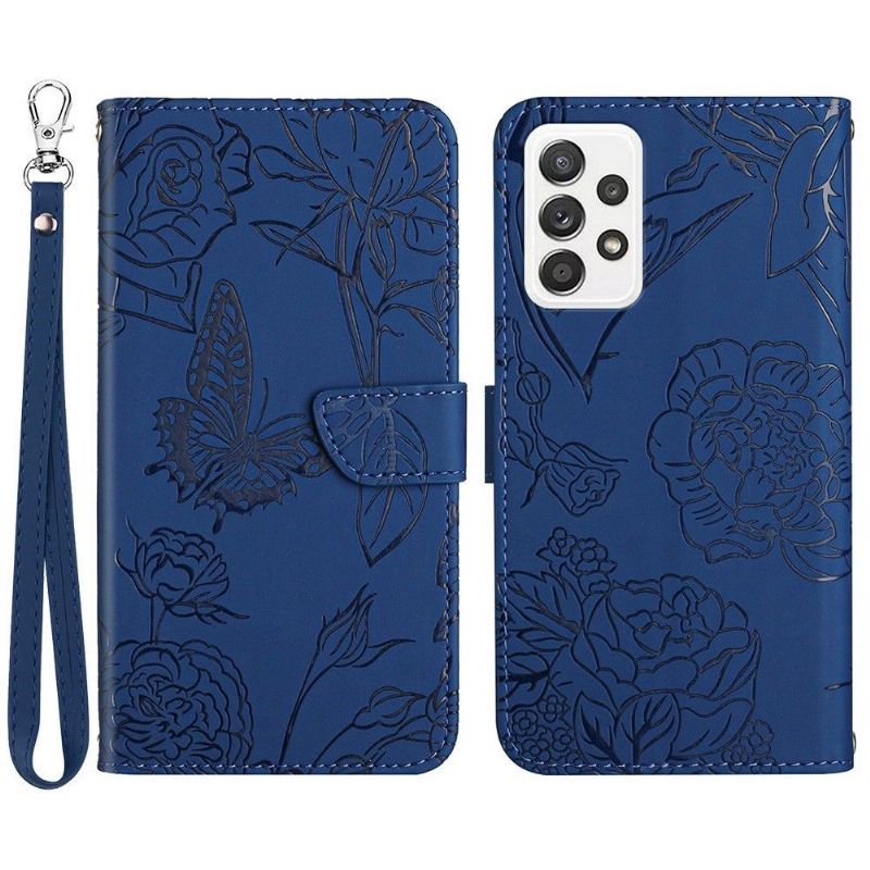 Flip Cover Samsung Galaxy A33 5G Anti-fald Illustration Af Sommerfugl Og Blomster