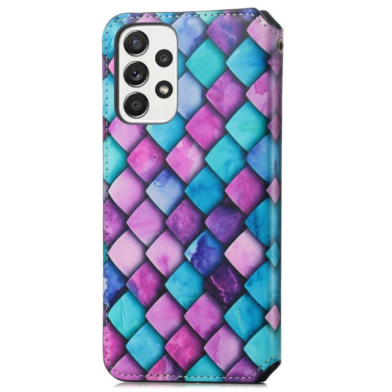 Flip Cover Samsung Galaxy A33 5G Hemming Læder Cover Farvet Skildpadde Flip Flip