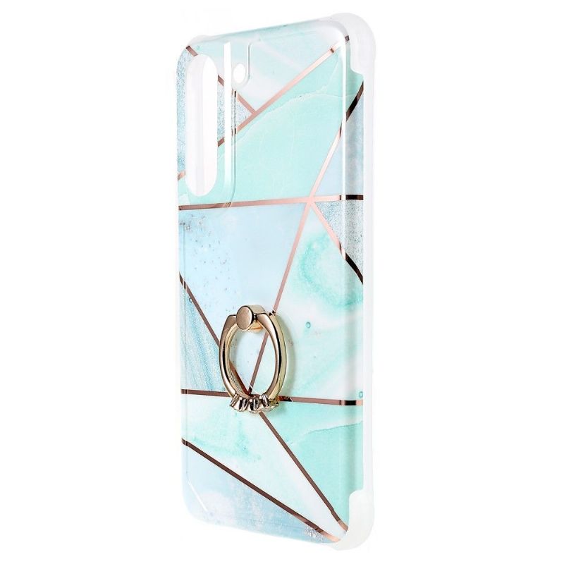 Cover Samsung Galaxy S22 5G Geometrisk Marmor Med Ring