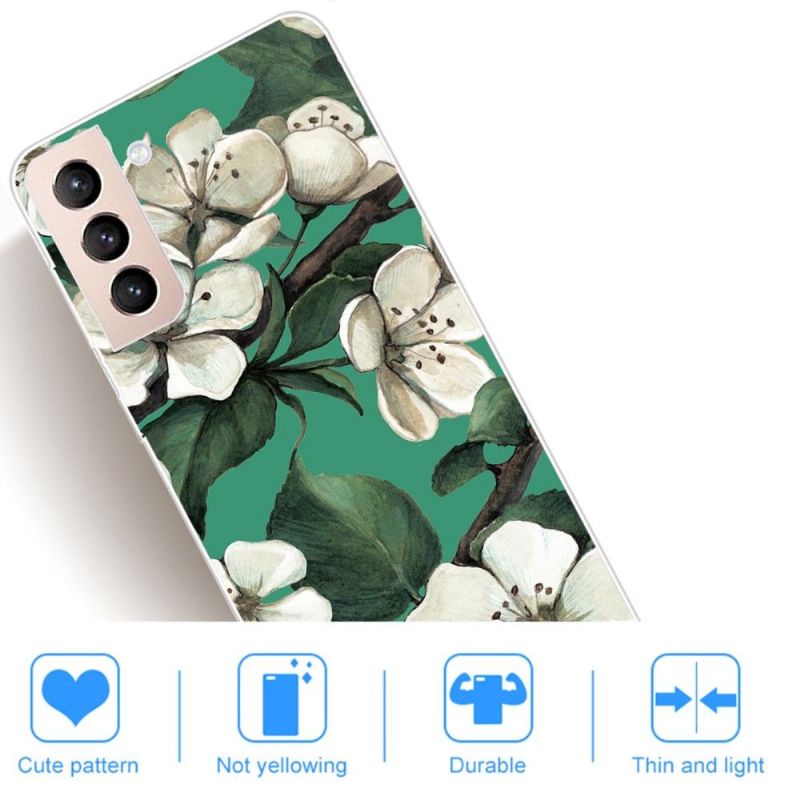 Cover Samsung Galaxy S22 5G Hvide Blomster