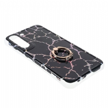 Cover Samsung Galaxy S22 5G Marmor Med Roterende Ring