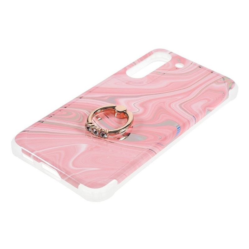 Cover Samsung Galaxy S22 5G Marmor Med Roterende Ring