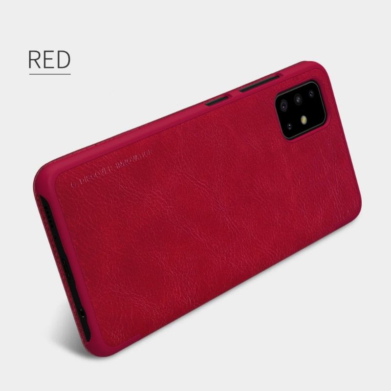 Læder Cover Samsung Galaxy A71 Original Nillkin Faux Læder Cover - Rød