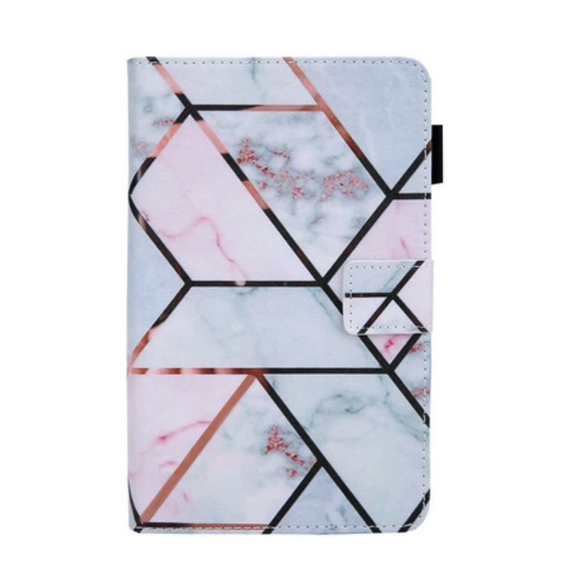 Flip Cover Samsung Galaxy Tab A7 Lite Geometrisk Marmor