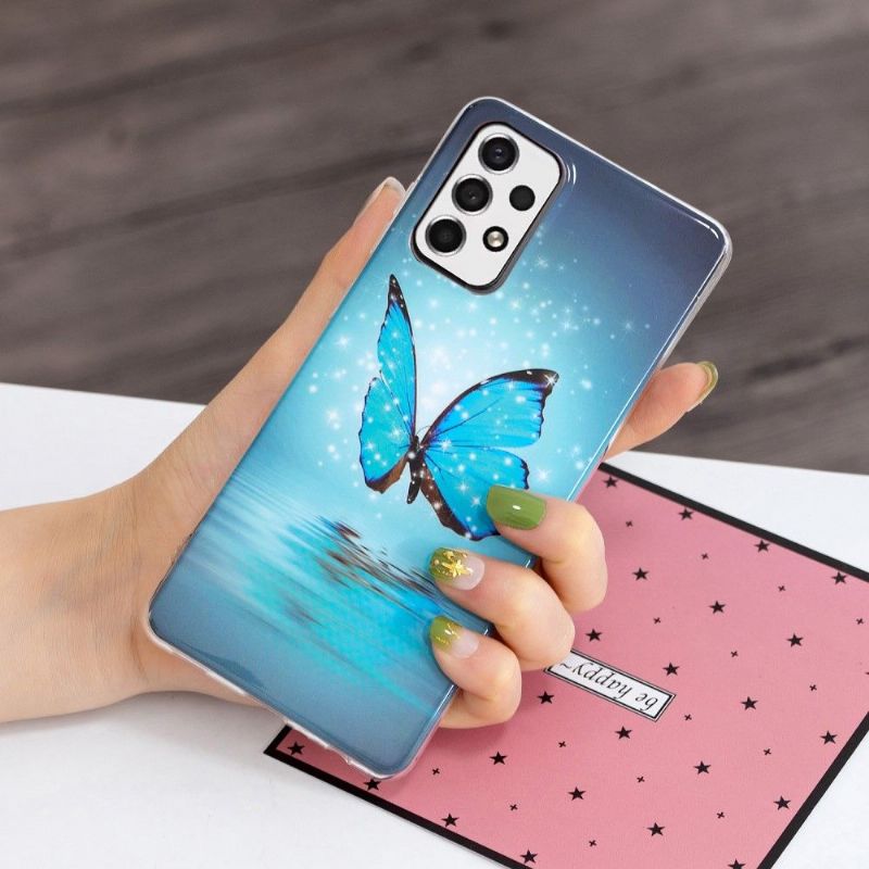 Cover Samsung Galaxy A53 5G Lysende Blå Sommerfugl