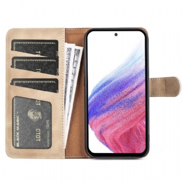 Flip Cover Samsung Galaxy A53 5G Læder Cover Tofarvet Foliostativ