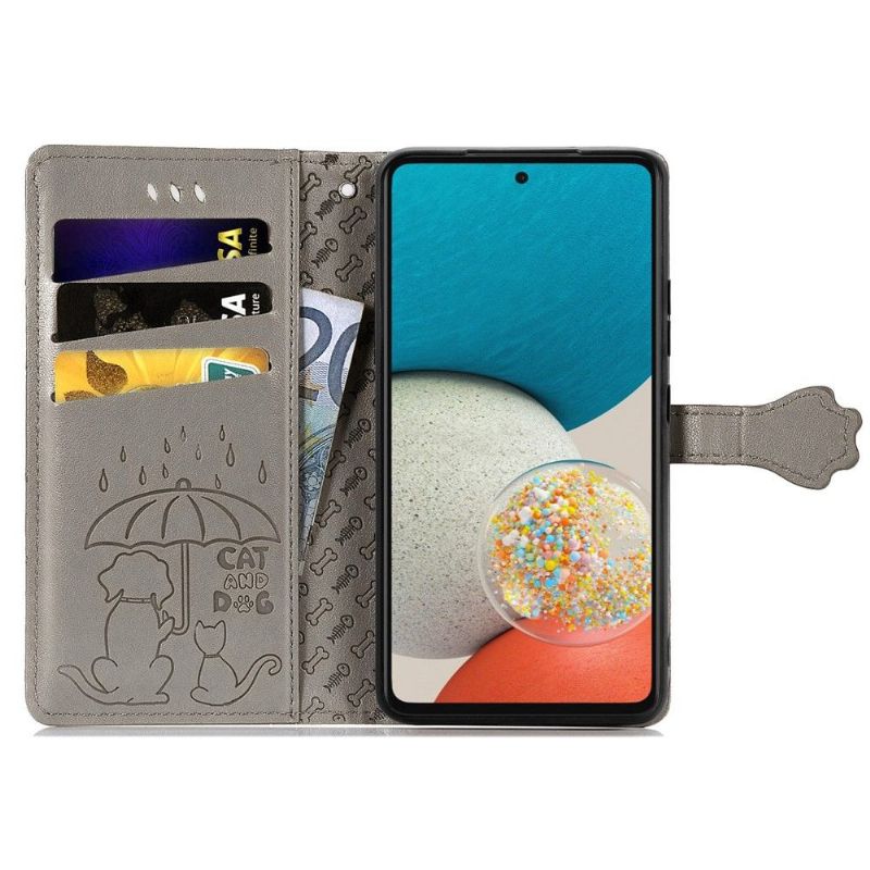 Flip Cover Samsung Galaxy A53 5G Prægede Dyrs Lædereffekt