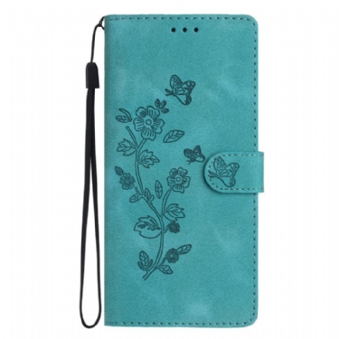 Flip Cover Til Xiaomi 14t Pro Blomstermønster Med Rem