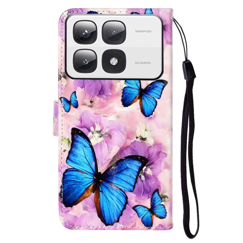 Flip Cover Xiaomi 14t Pro Premium Blomster Og Sommerfugle