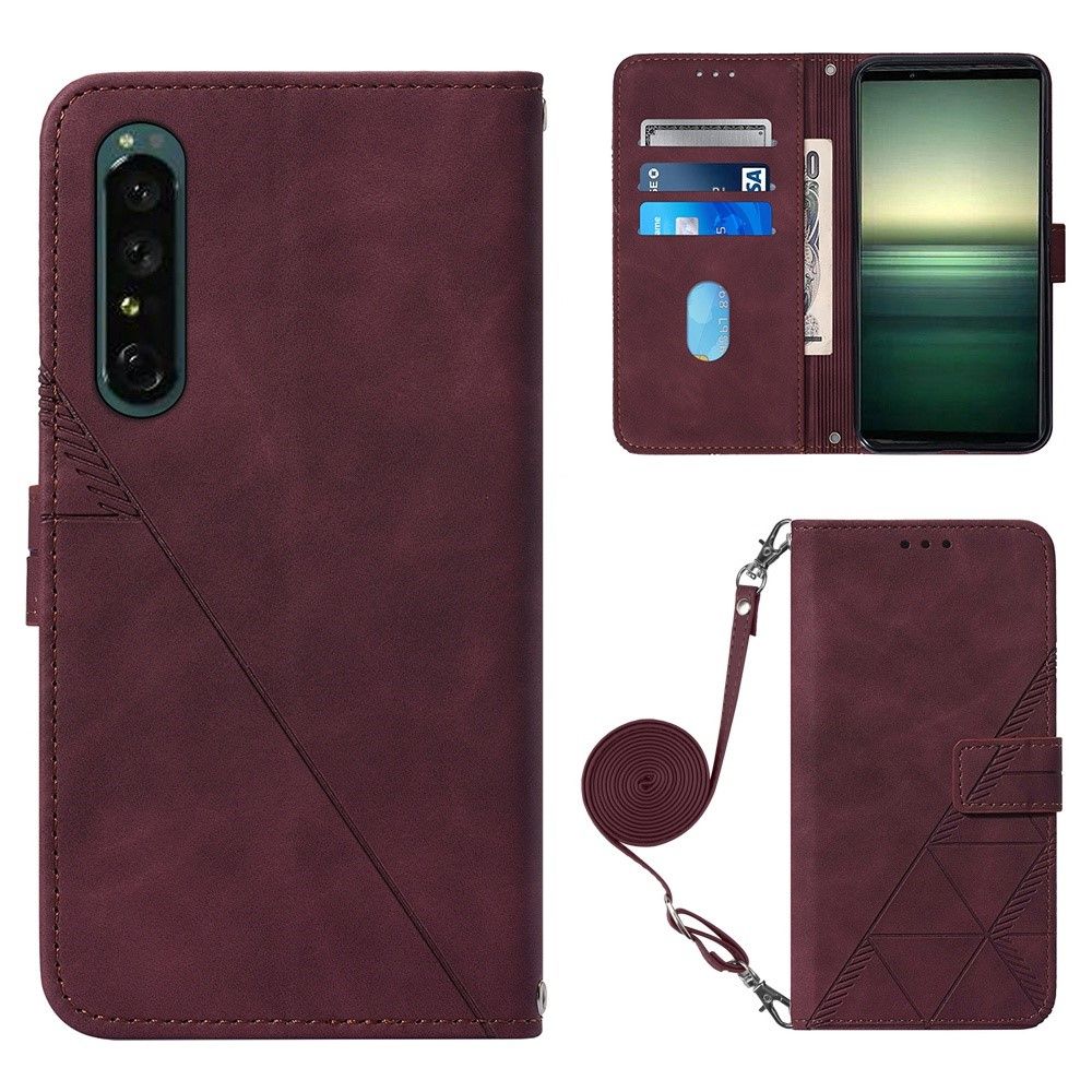 Flip Cover Sony Xperia 1 IV Geometrisk Design Med Rem