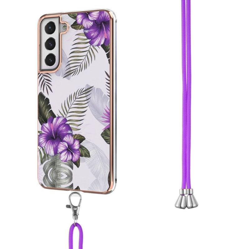 Cover Samsung Galaxy S21 FE Hemming Med Snor Eksotiske Blomster