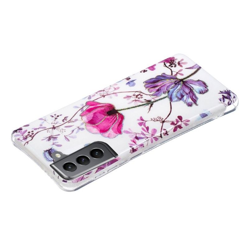 Cover Samsung Galaxy S21 FE Lilla Blomst Silikone