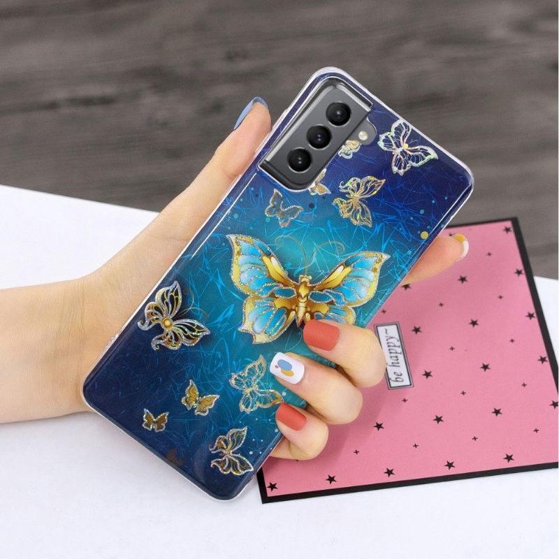 Cover Samsung Galaxy S21 FE Silikone Sommerfugle