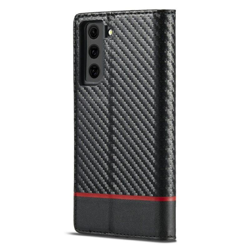 Flip Cover Samsung Galaxy S21 FE Carbon Fiber Læder Effekt