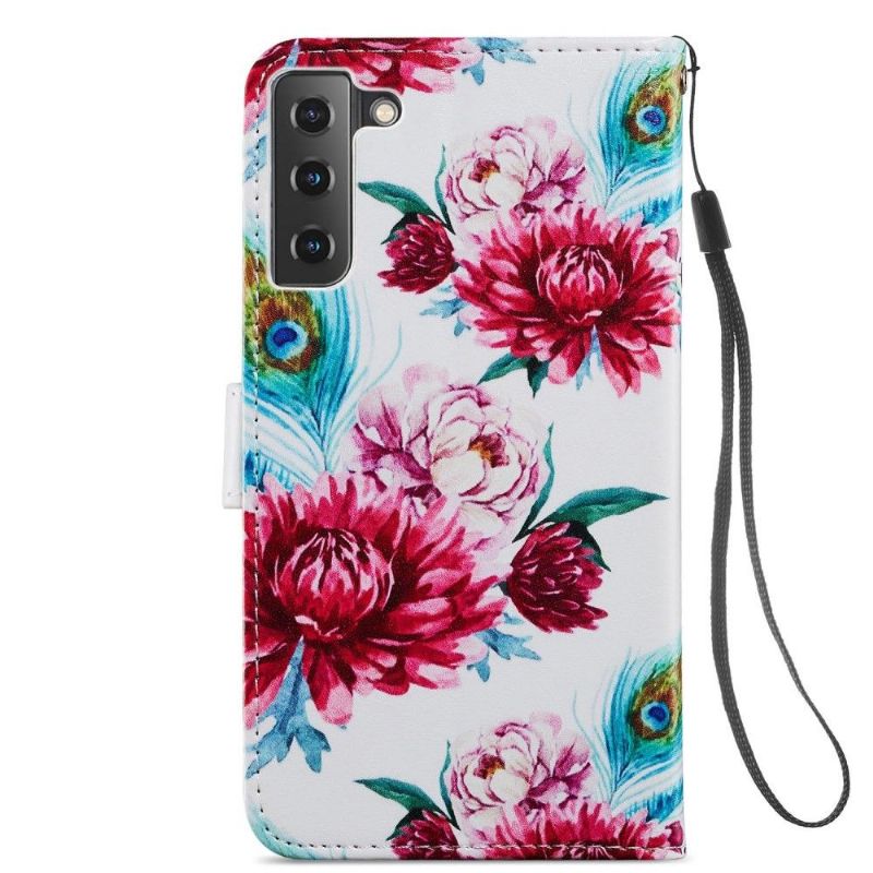 Flip Cover Samsung Galaxy S21 FE Påfugleblomst