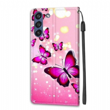 Flip Cover Samsung Galaxy S21 FE Pink Sommerfugle