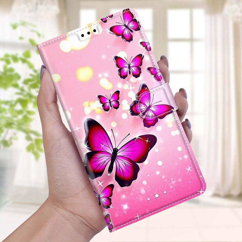 Flip Cover Samsung Galaxy S21 FE Pink Sommerfugle