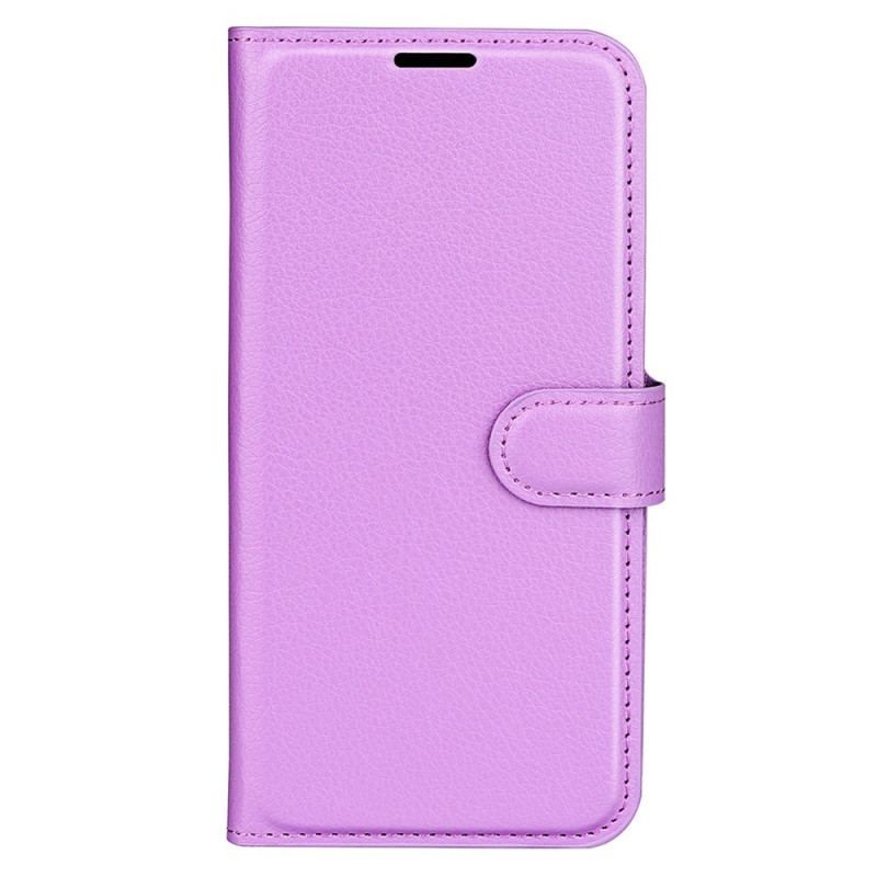 Flip Cover iPhone 15 Pro Max Klassisk Litchi Imiteret Læder