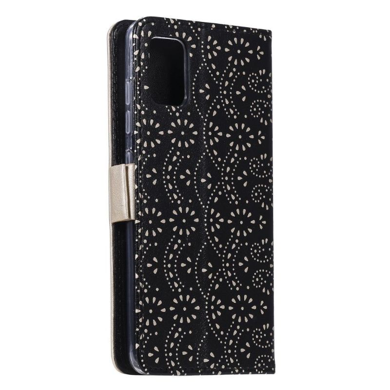 Læder Cover Samsung Galaxy A51 5G Blomsterknipling