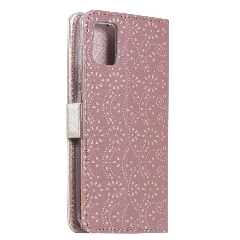 Læder Cover Samsung Galaxy A51 5G Blomsterknipling