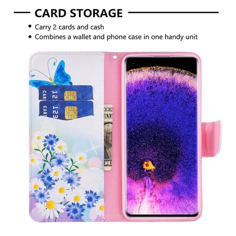 Flip Cover Oppo Reno 7 Sommerfugl Og Tusindfryd