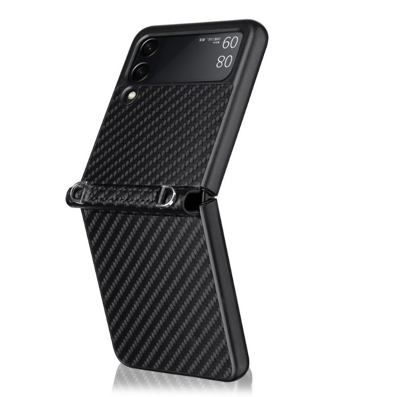 Cover Samsung Galaxy Z Flip 3 5G Med Snor Kulfibertekstur