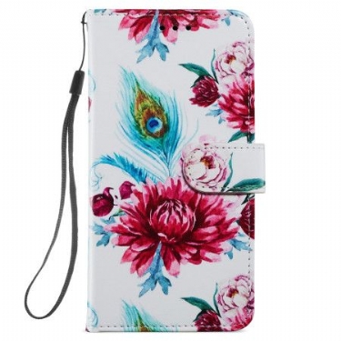 Flip Cover Samsung Galaxy S24 5g Farverige Blomster Med Rem