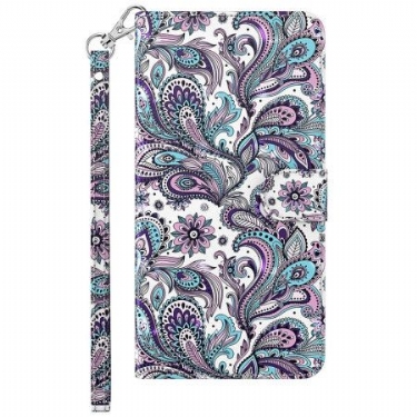 Læder Cover Samsung Galaxy S24 5g Paisley Mønster Med Rem