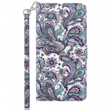 Flip Cover Samsung Galaxy S23 Ultra 5G Med Snor Strappy Paisley Mønster