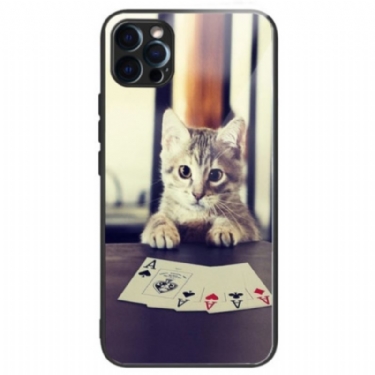 Mobilcover iPhone 14 Pro Max Poker Cat Hærdet Glas