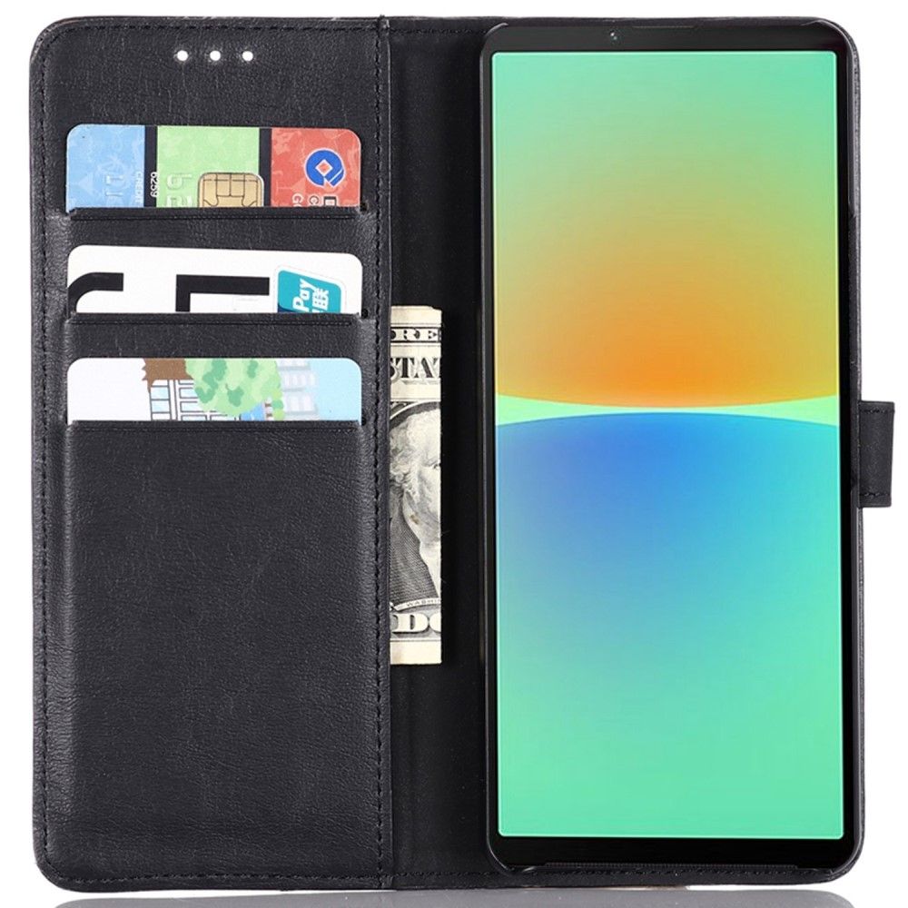 Etui Sony Xperia 10 IV Hemming Flip Cover Retro Imiteret Læder Folio