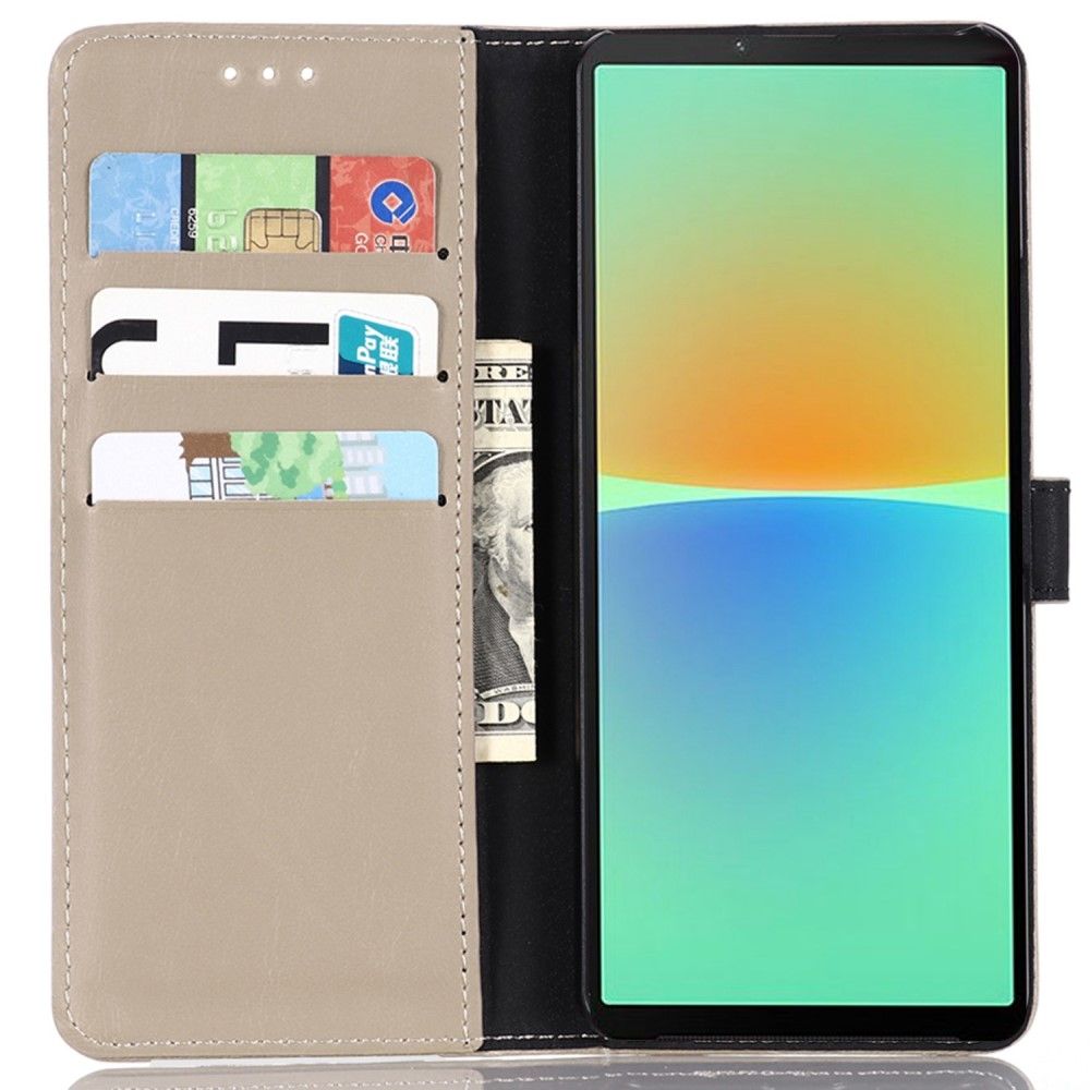 Etui Sony Xperia 10 IV Hemming Flip Cover Retro Imiteret Læder Folio