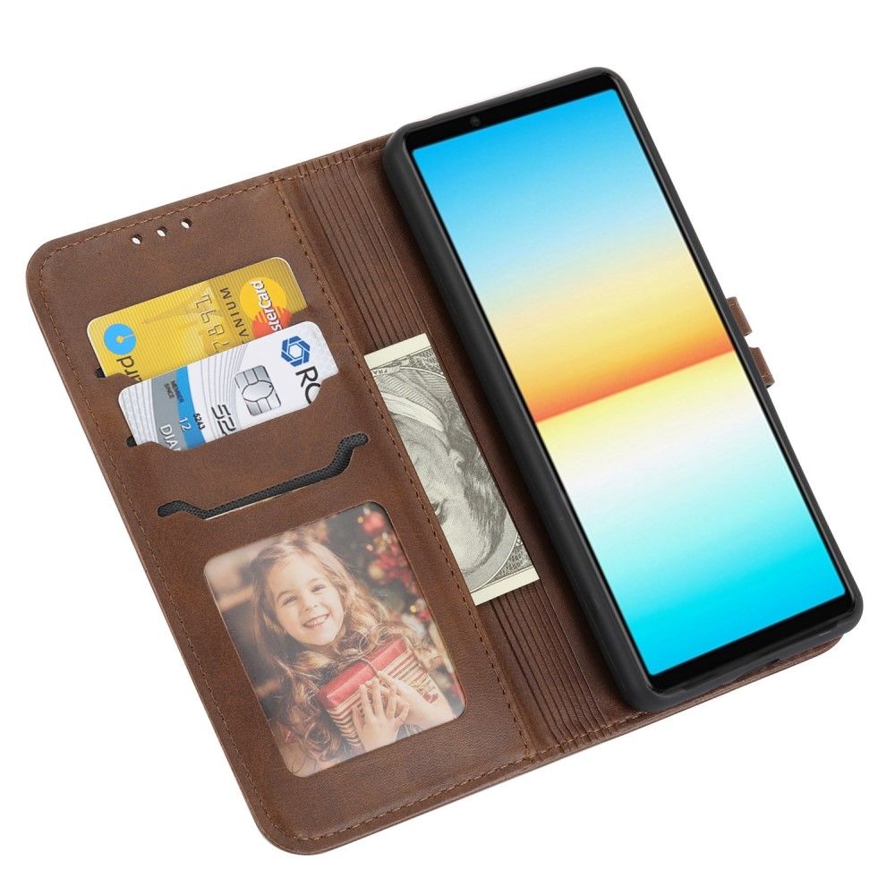 Flip Cover Sony Xperia 10 IV Hemming Kattekilling Med Mat Lædereffekt