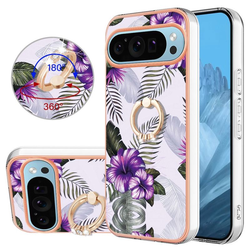 Cover Google Pixel 9 Pro Telefon Etui Lilla Blomster Støttering