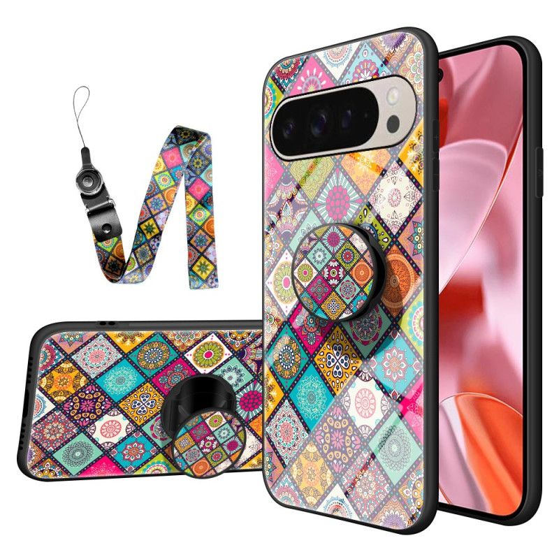 Cover Google Pixel 9 Pro Telefon Etui Patchworkstøtte Og Rem