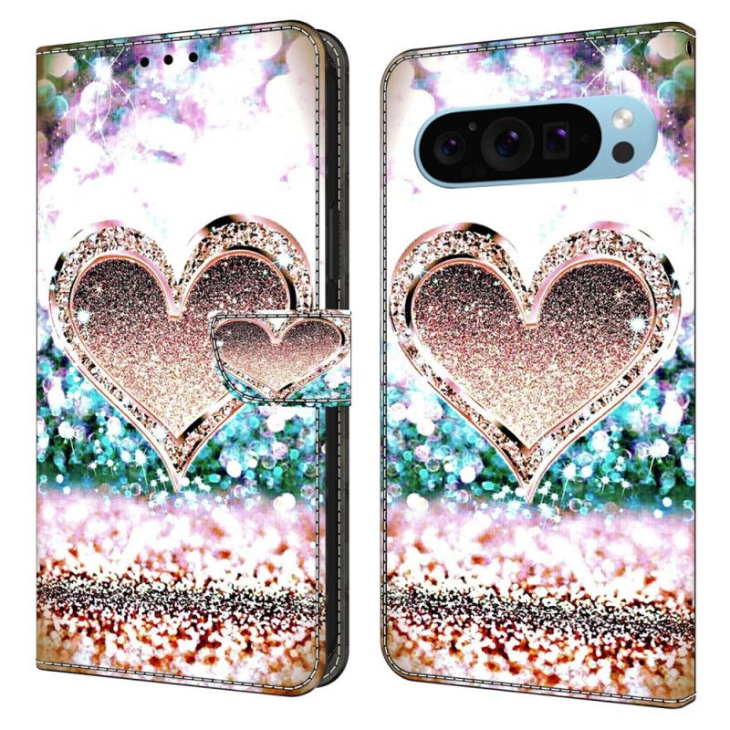 Flip Cover Google Pixel 9 Pro Pink Diamanthjerte