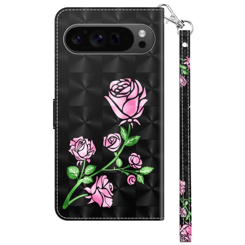 Flip Cover Google Pixel 9 Pro Strappy Med Blomstertryk