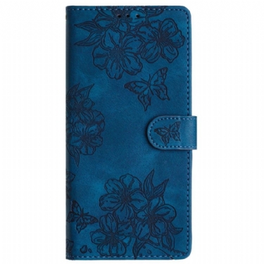 Læder Cover Google Pixel 9 Pro Telefon Etui Floral Ruskindseffekt