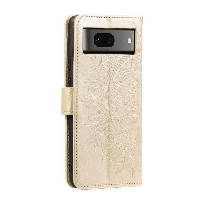 Læder Cover Google Pixel 9 Pro Telefon Etui Mandala Sol Med Rem