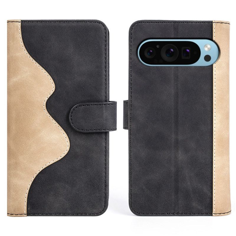 Læder Cover Google Pixel 9 Pro Telefon Etui Tofarvet Design