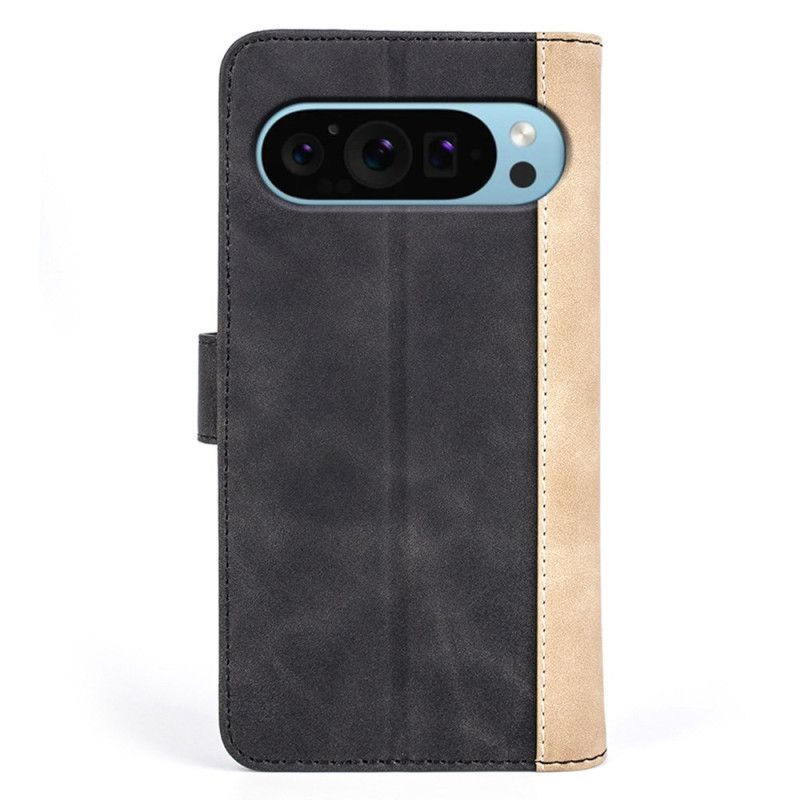 Læder Cover Google Pixel 9 Pro Telefon Etui Tofarvet Design