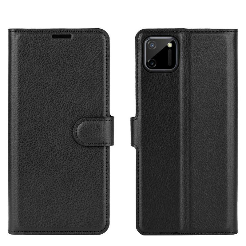 Flip Cover Realme C11 Klassisk Litchi-effekt