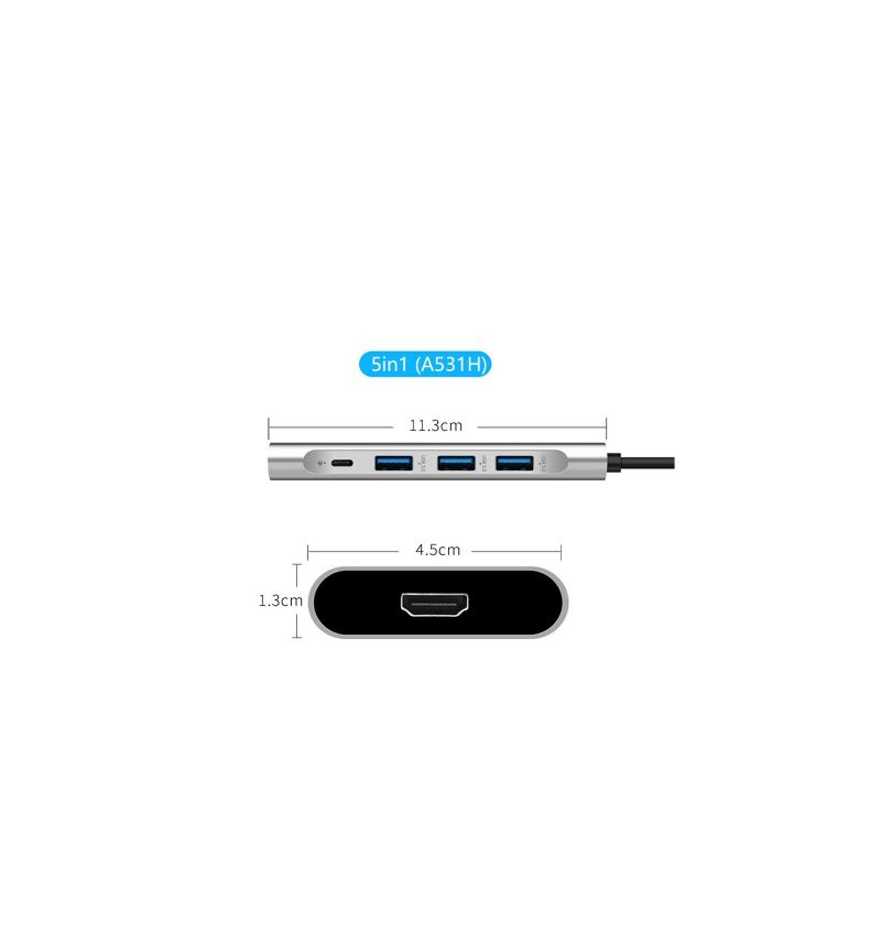 Usb-C Til Hdmi/Usb-Hub-Adapter Til Computer - Rosaguld