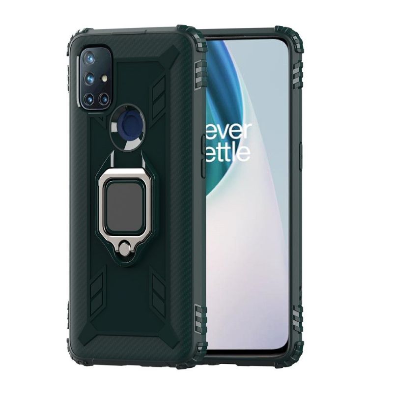 Cover OnePlus Nord N10 Carbon Look Med Støttering