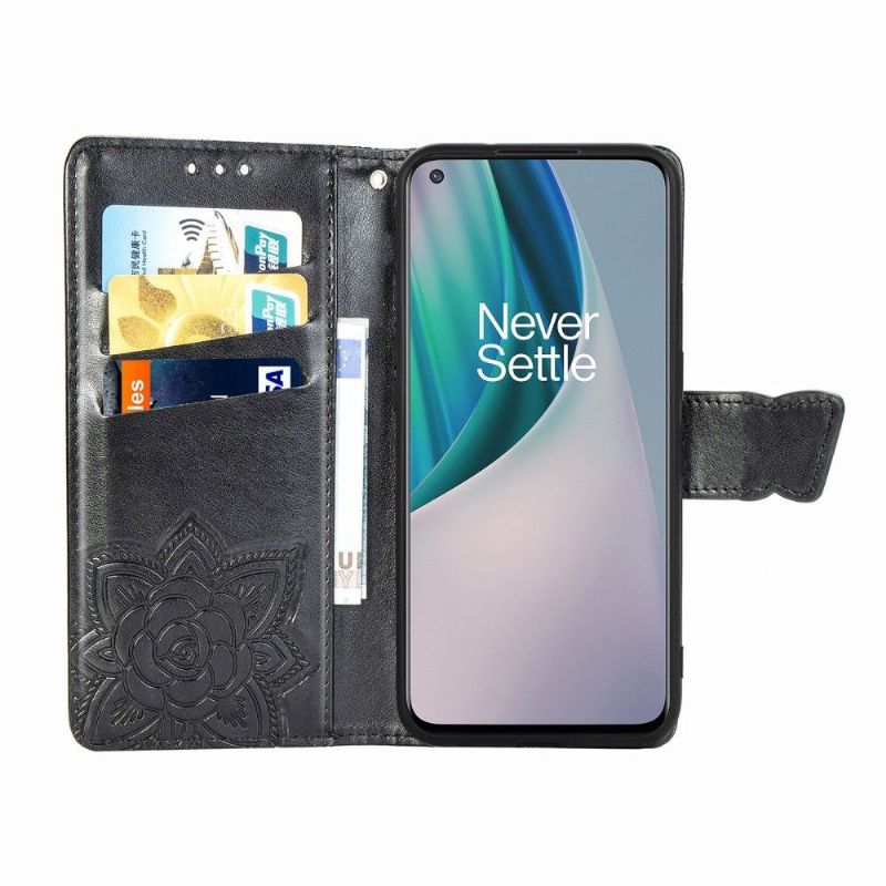 Flip Cover OnePlus Nord N10 Relief Sommerfugl