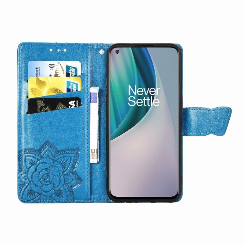 Flip Cover OnePlus Nord N10 Relief Sommerfugl