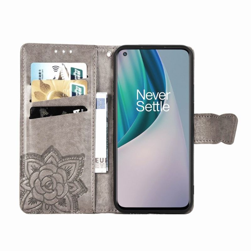 Flip Cover OnePlus Nord N10 Relief Sommerfugl